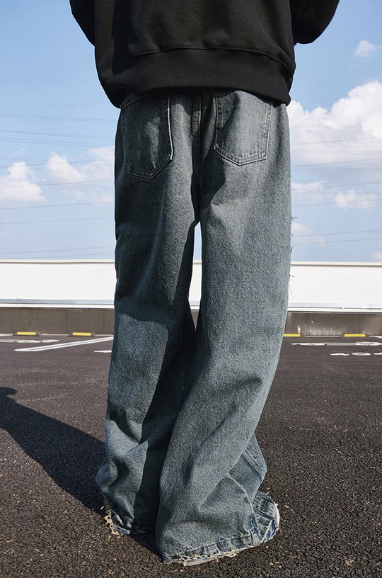 MEDM Raw Edge Design Denim Jeans