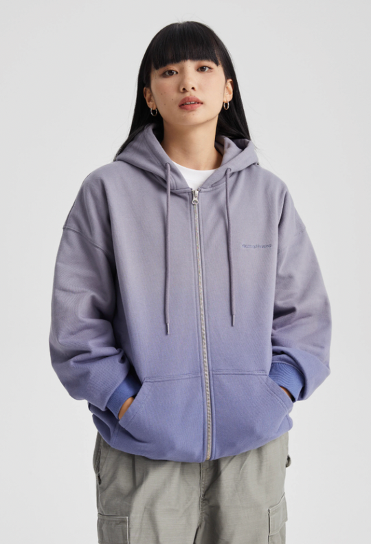 Wassup House Washed Gradation Dye Zipper Hoodie