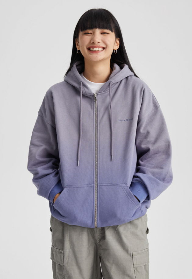 Wassup House Washed Gradation Dye Zipper Hoodie