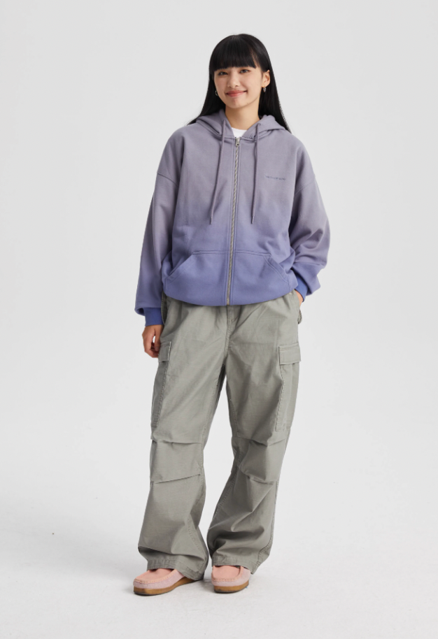 Wassup House Washed Gradation Dye Zipper Hoodie