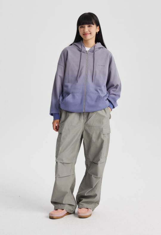 Wassup House Washed Gradation Dye Zipper Hoodie