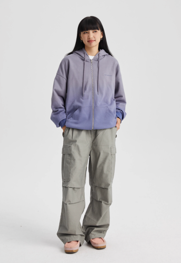 Wassup House Washed Gradation Dye Zipper Hoodie