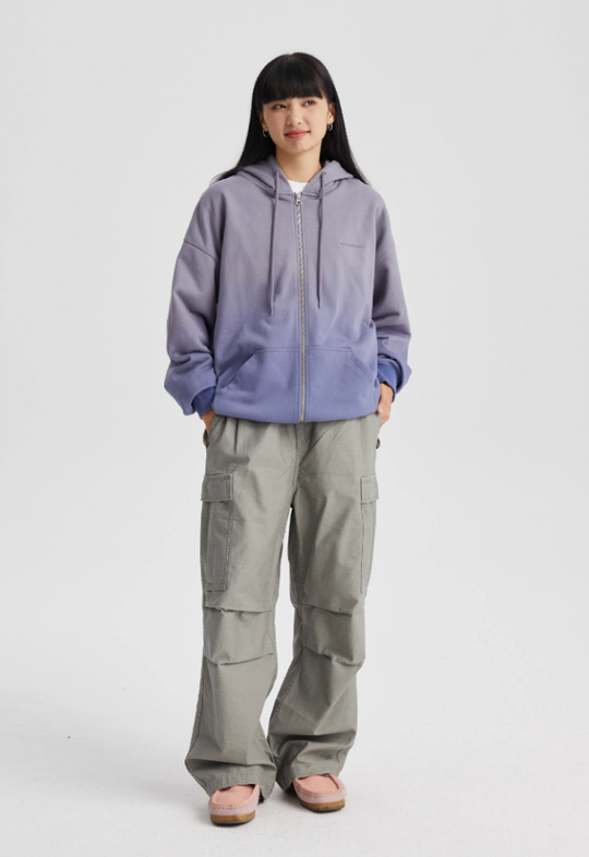 Wassup House Washed Gradation Dye Zipper Hoodie