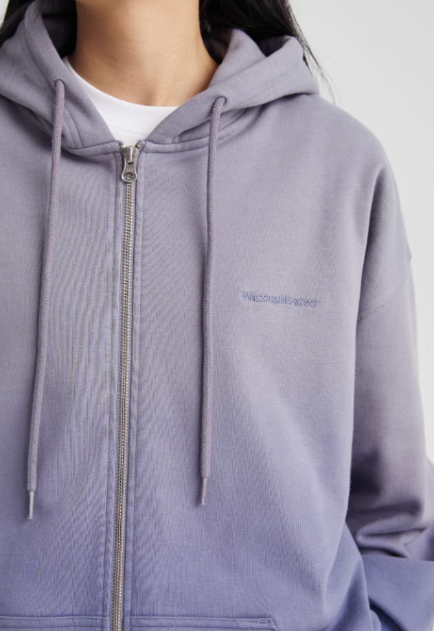 Wassup House Washed Gradation Dye Zipper Hoodie