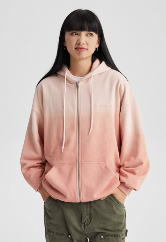 Wassup House Washed Gradation Dye Zipper Hoodie