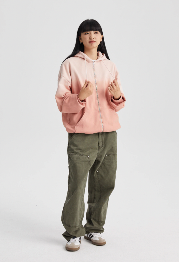 Wassup House Washed Gradation Dye Zipper Hoodie