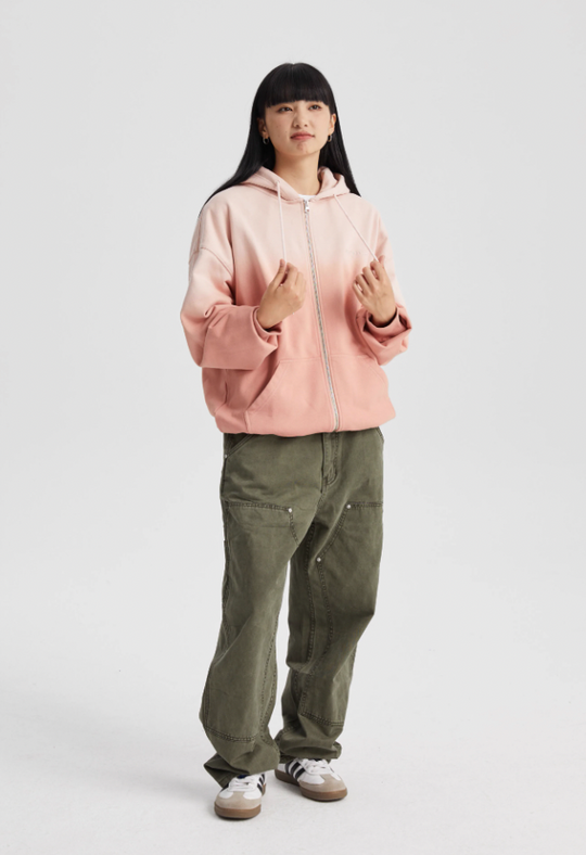 Wassup House Washed Gradation Dye Zipper Hoodie