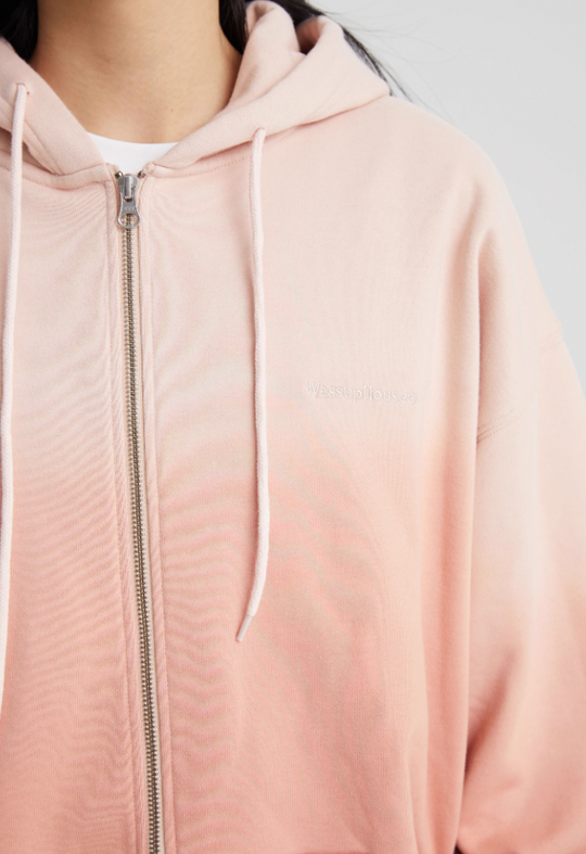 Wassup House Washed Gradation Dye Zipper Hoodie
