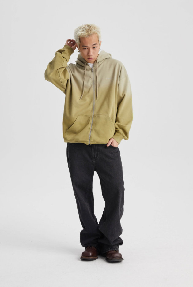 Wassup House Washed Gradation Dye Zipper Hoodie