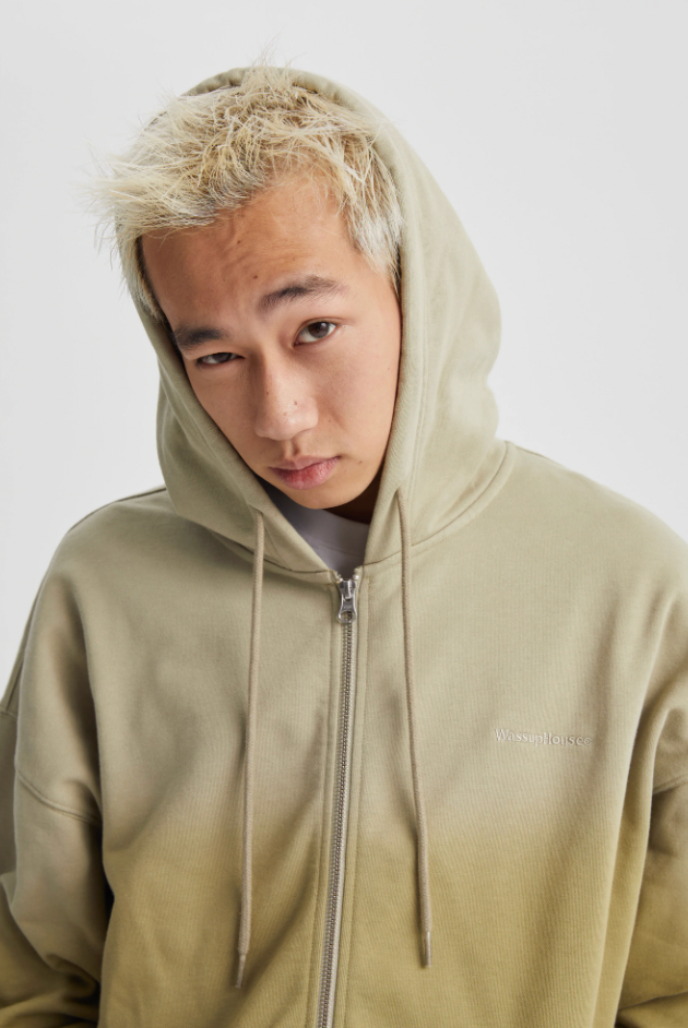 Wassup House Washed Gradation Dye Zipper Hoodie