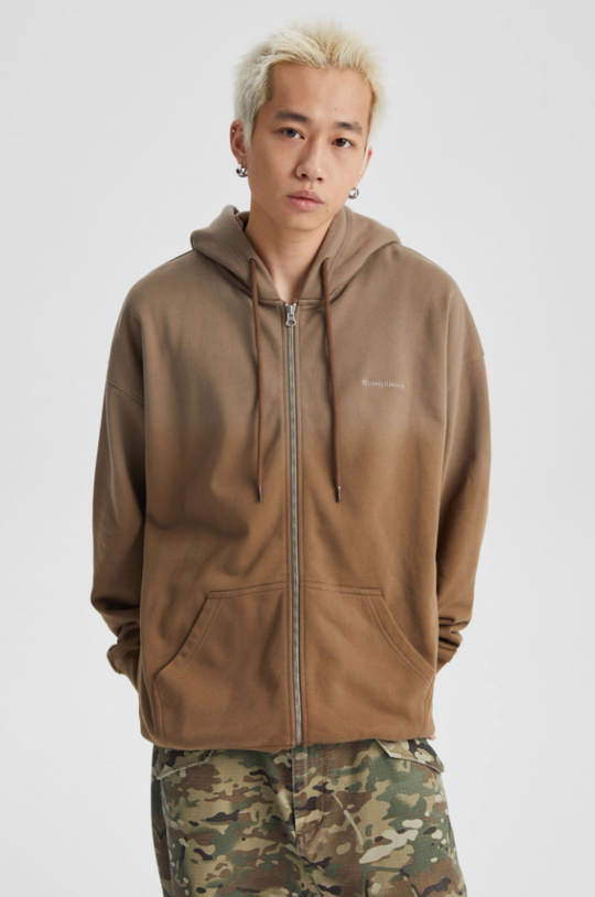 Wassup House Washed Gradation Dye Zipper Hoodie