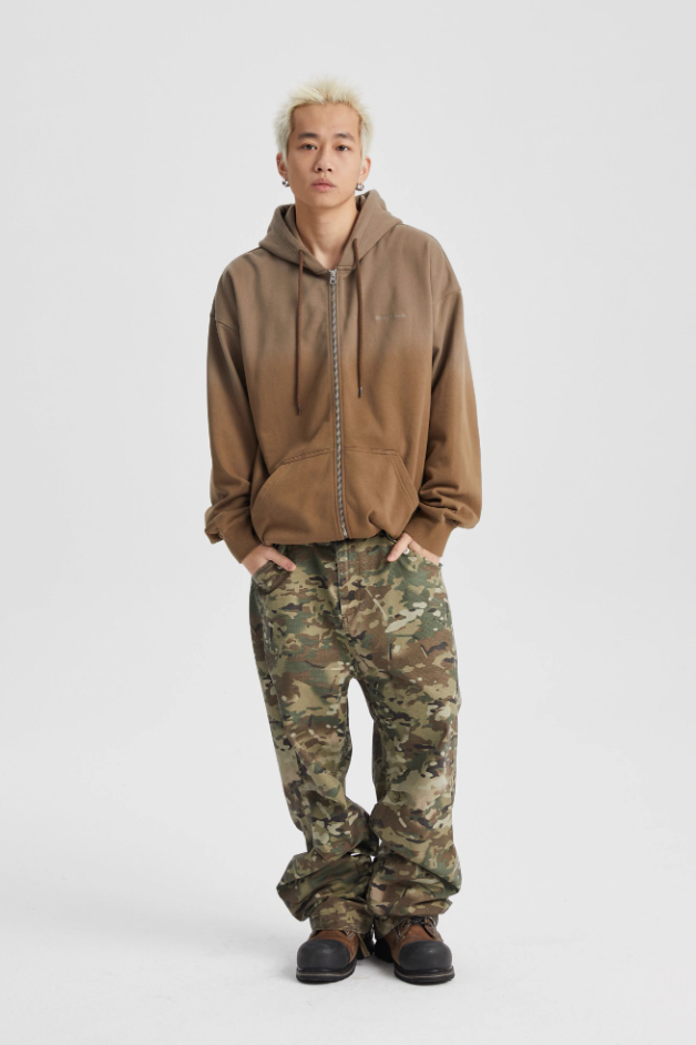 Wassup House Washed Gradation Dye Zipper Hoodie