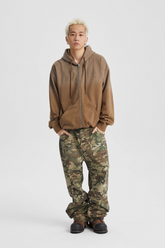 Wassup House Washed Gradation Dye Zipper Hoodie