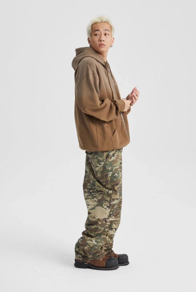 Wassup House Washed Gradation Dye Zipper Hoodie