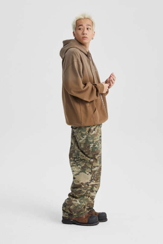 Wassup House Washed Gradation Dye Zipper Hoodie