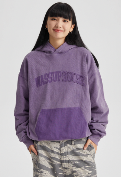 Wassup House Heavy Washing Destruction Patch Embroidery Hoodie