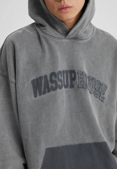 Wassup House Heavy Washing Destruction Patch Embroidery Hoodie