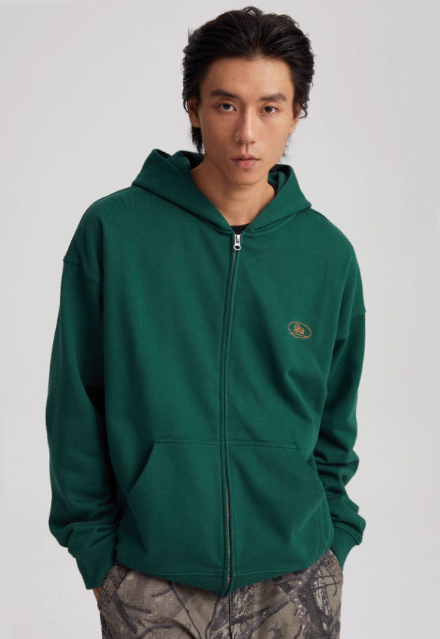 Wassup House Handwritten Print Logo Zipper Hoodie