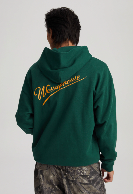 Wassup House Handwritten Print Logo Zipper Hoodie