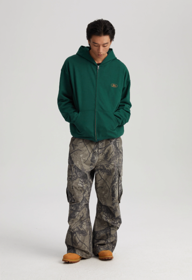 Wassup House Handwritten Print Logo Zipper Hoodie