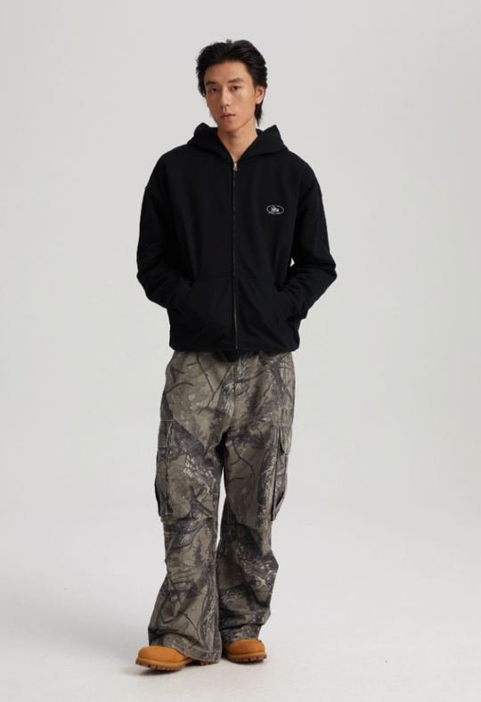 Wassup House Handwritten Print Logo Zipper Hoodie