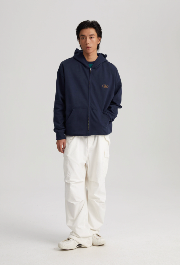 Wassup House Handwritten Print Logo Zipper Hoodie