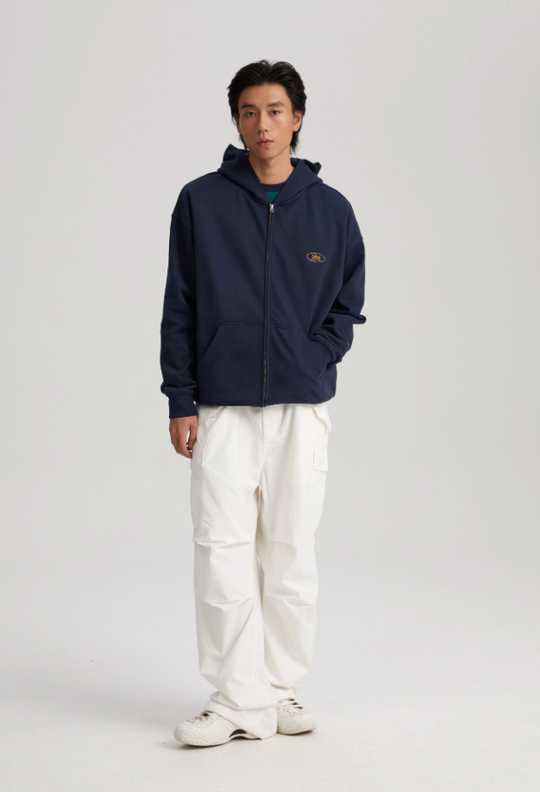 Wassup House Handwritten Print Logo Zipper Hoodie