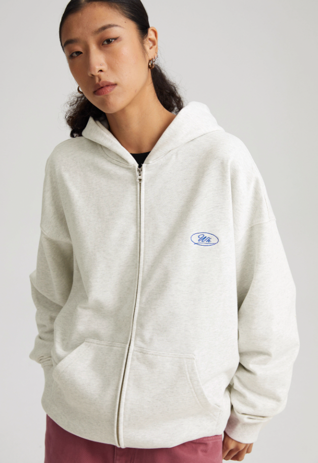 Wassup House Handwritten Print Logo Zipper Hoodie