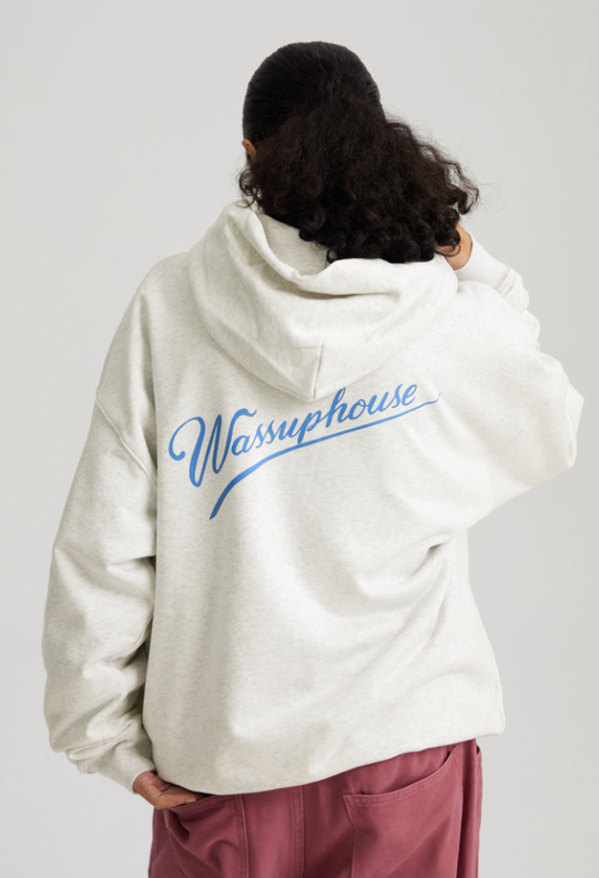 Wassup House Handwritten Print Logo Zipper Hoodie