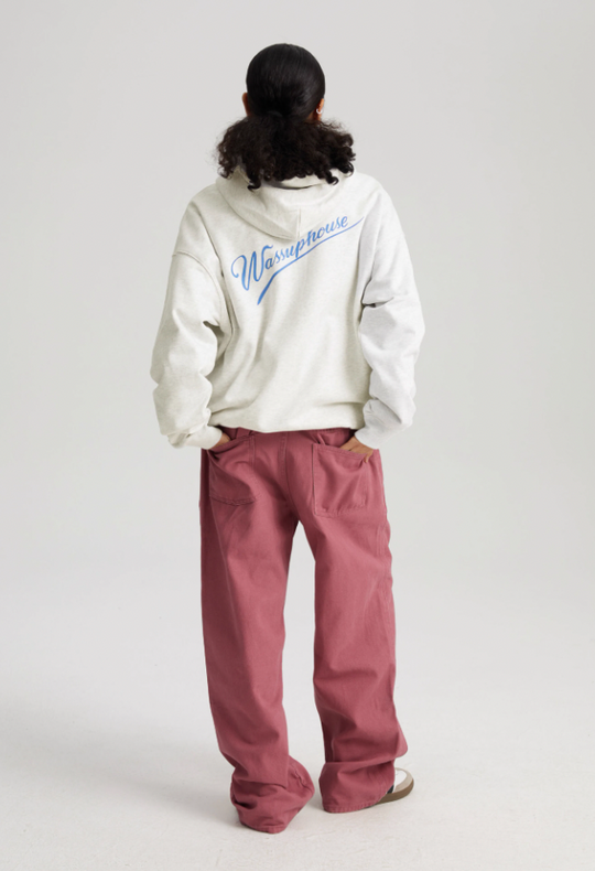 Wassup House Handwritten Print Logo Zipper Hoodie