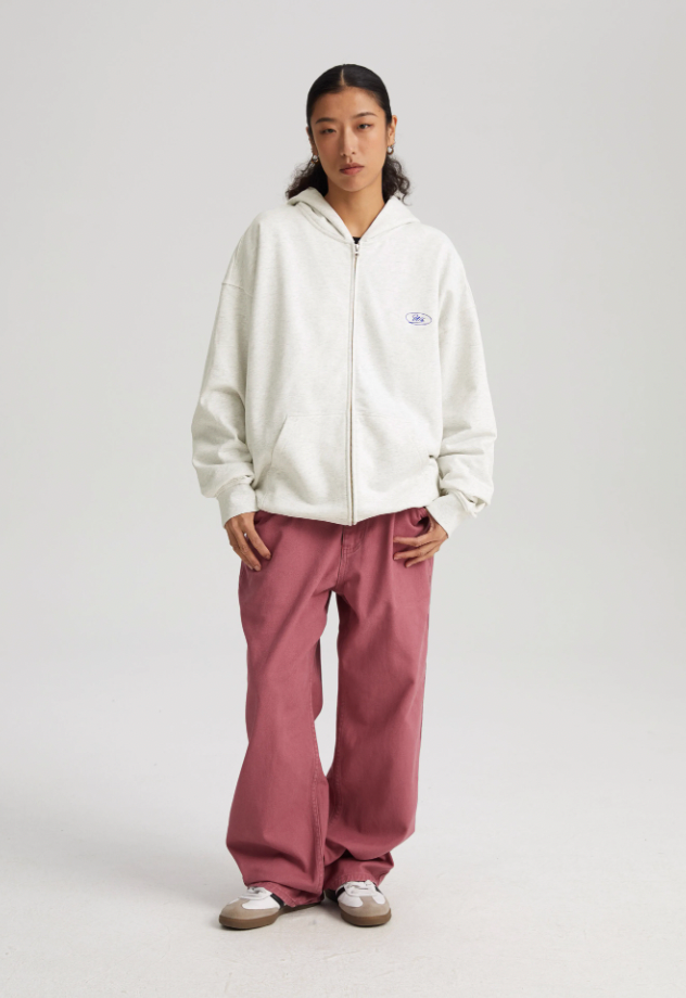 Wassup House Handwritten Print Logo Zipper Hoodie