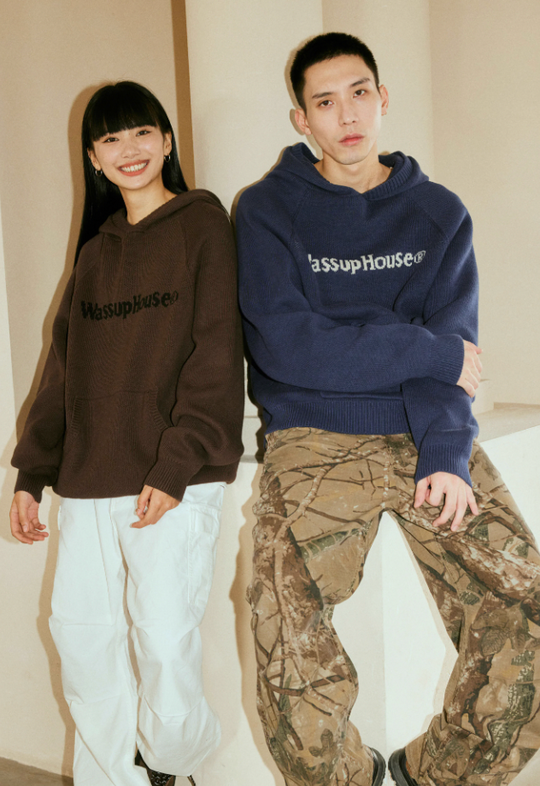 Wassup House Basic Logo Knit Hoodie