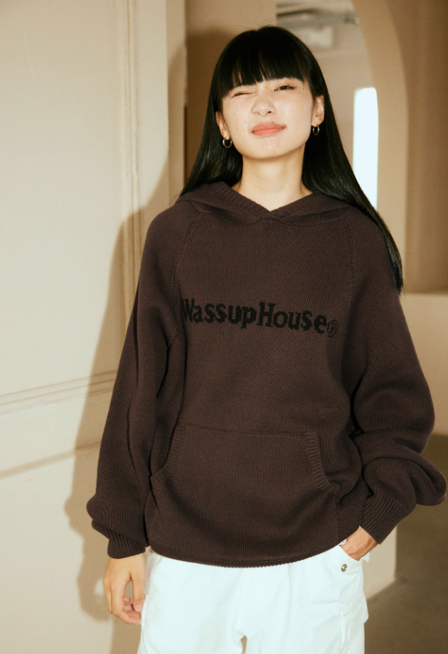 Wassup House Basic Logo Knit Hoodie