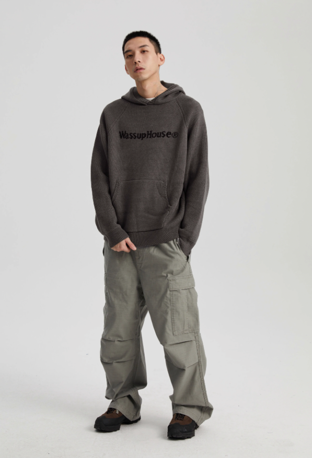 Wassup House Basic Logo Knit Hoodie