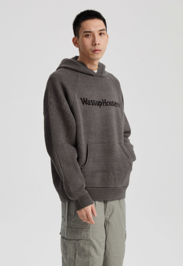 Wassup House Basic Logo Knit Hoodie