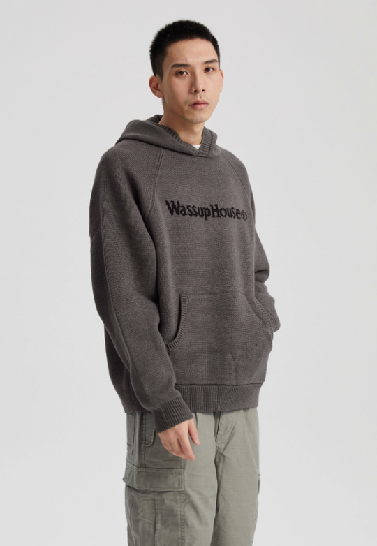 Wassup House Basic Logo Knit Hoodie
