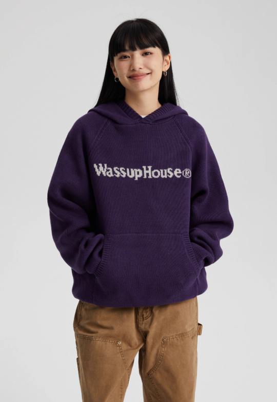 Wassup House Basic Logo Knit Hoodie