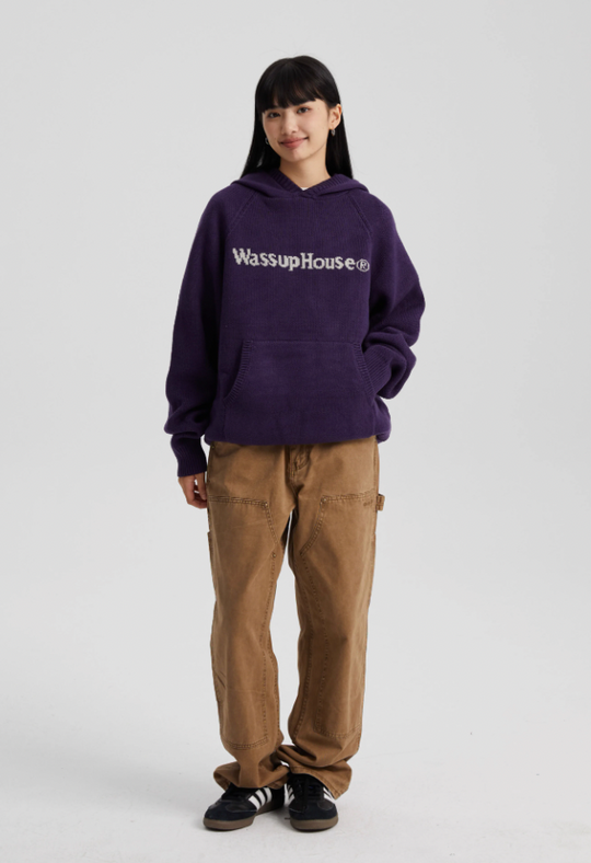Wassup House Basic Logo Knit Hoodie