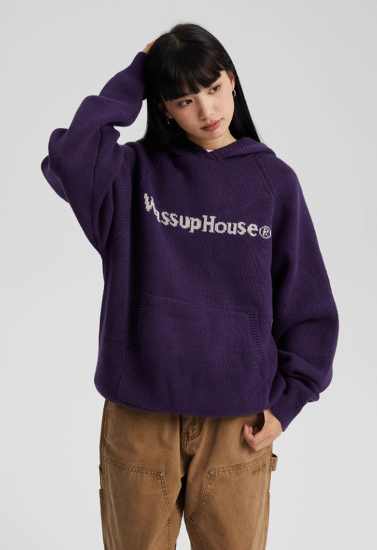 Wassup House Basic Logo Knit Hoodie