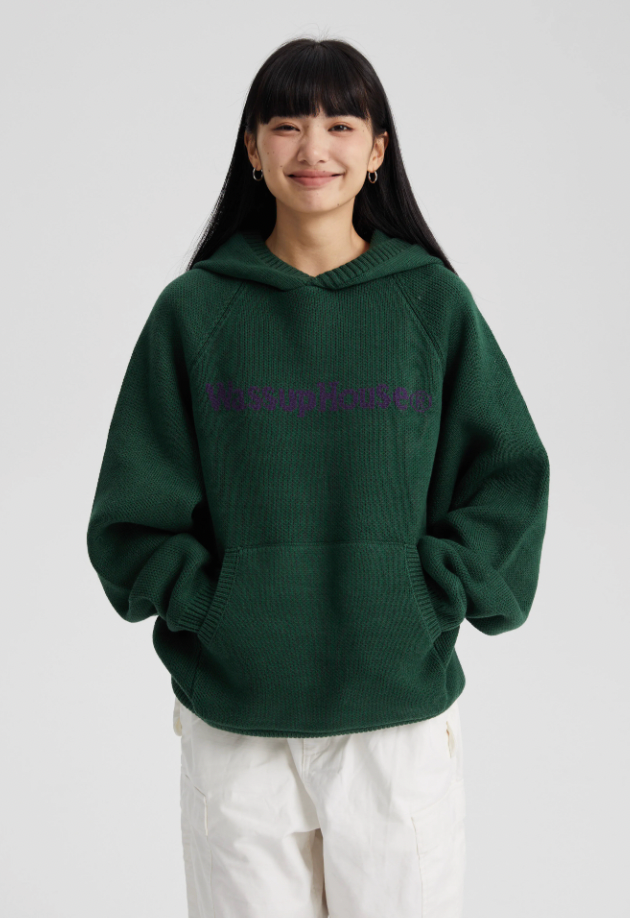 Wassup House Basic Logo Knit Hoodie