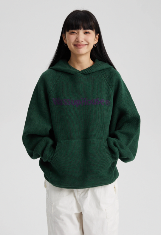 Wassup House Basic Logo Knit Hoodie
