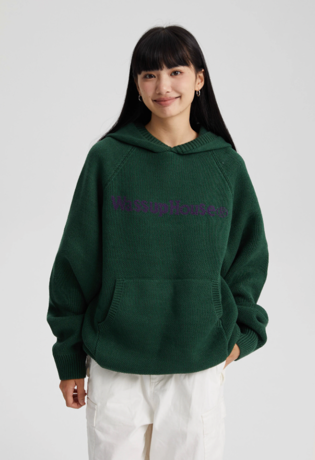 Wassup House Basic Logo Knit Hoodie