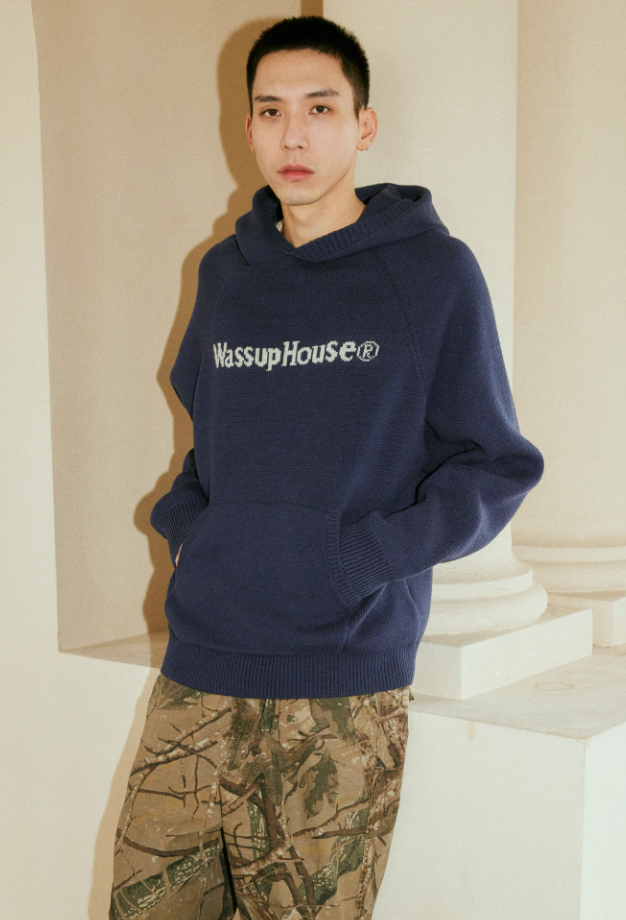 Wassup House Basic Logo Knit Hoodie
