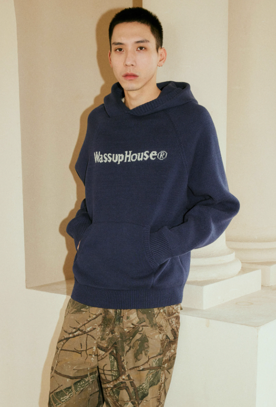 Wassup House Basic Logo Knit Hoodie