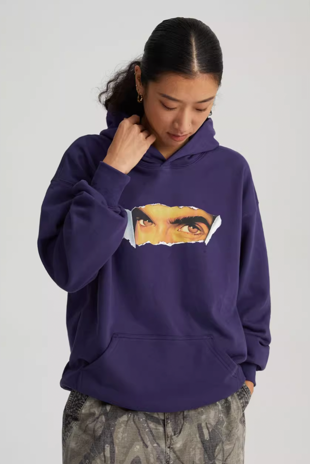 Wassup House Torn Face Print Hoodie