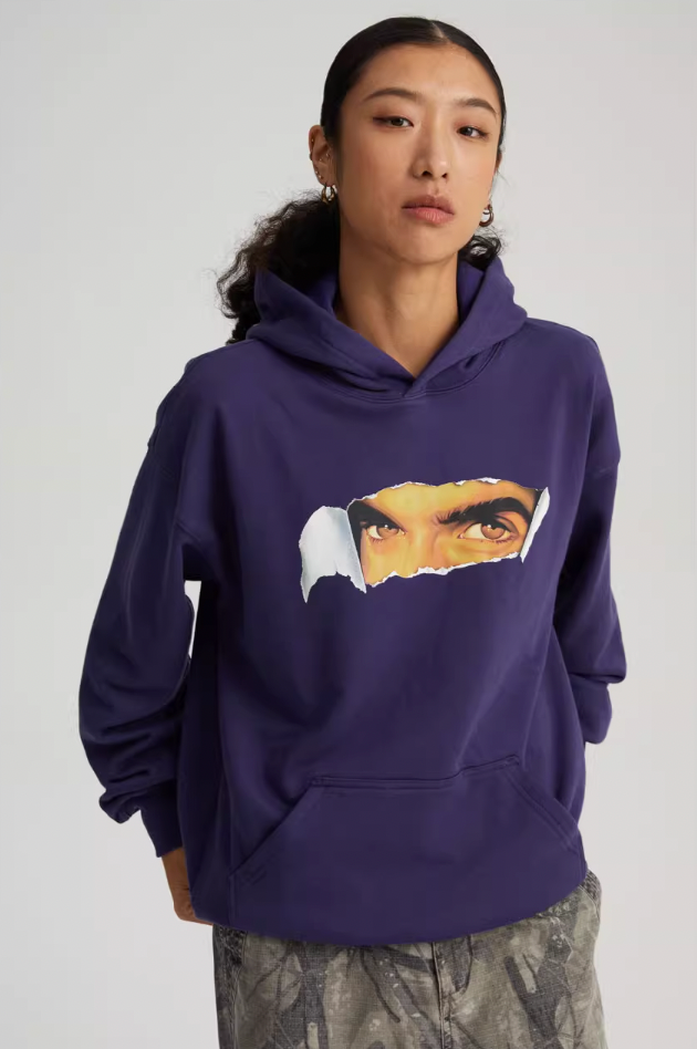 Wassup House Torn Face Print Hoodie