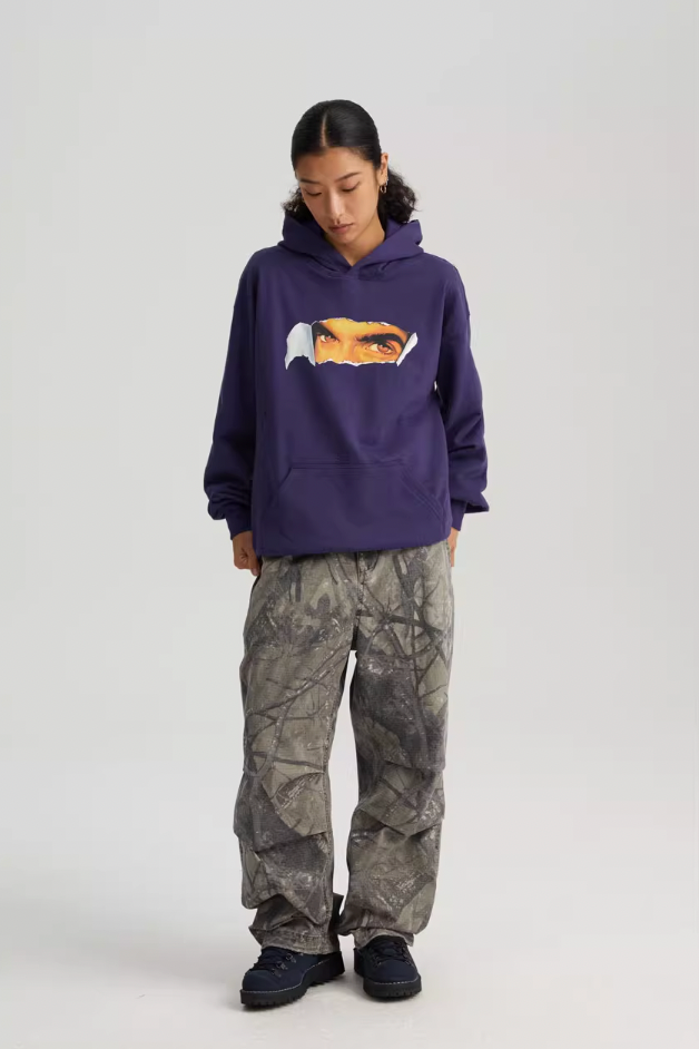 Wassup House Torn Face Print Hoodie