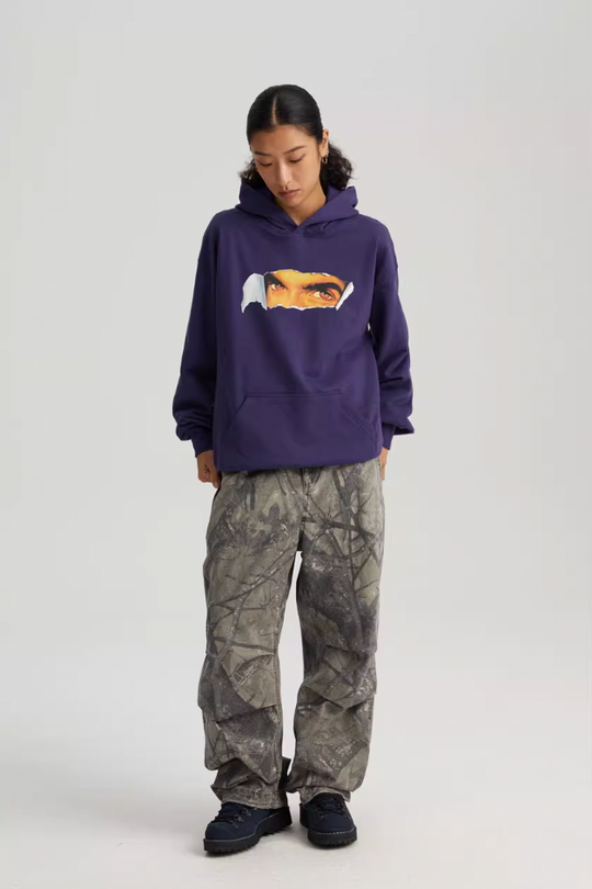 Wassup House Torn Face Print Hoodie