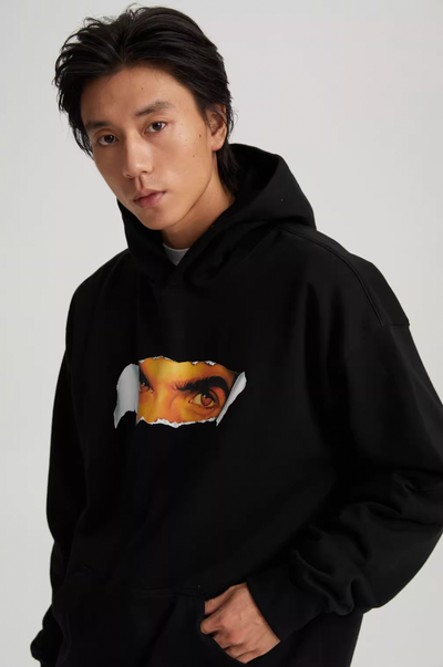 Wassup House Torn Face Print Hoodie