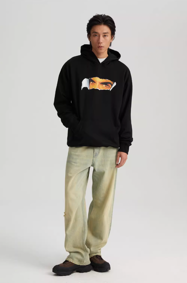 Wassup House Torn Face Print Hoodie